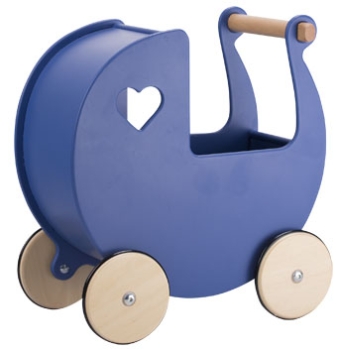 MOOVER Toys - Dänischer Designer Holz-Puppenwagen (blau) / dolls pram navy blue