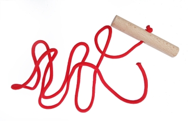 rotes Zugseil mit Holzgriff ca. 130 cm - für Schlitten oder Bob 