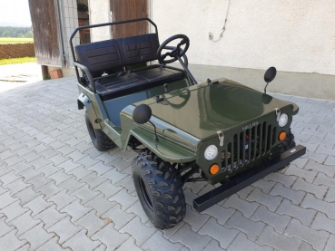 HILLBIL XTR Mini Willys Jeep US.ARMY mit Benzinmotor 150 ccm Offroad mit Federung ohne Frontscheibe