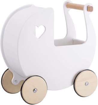 B-Ware - MOOVER Toys - Dänischer Designer Holz-Puppenwagen (weiß) / dolls pram white