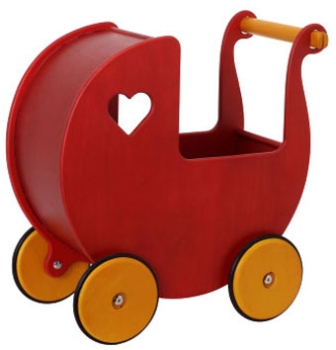 MOOVER Toys - Dänischer Designer Holz-Puppenwagen (rot) / dolls pram red