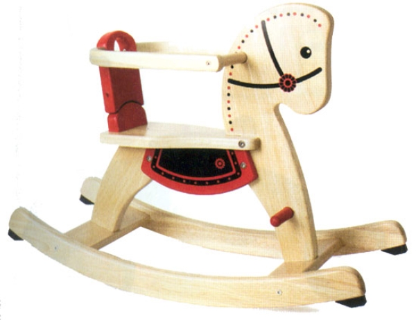 Pintoy Holzschaukelpferd - Shetland Rocking Horse mit Lehne (abnehmbar)