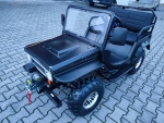 HILLBIL XTR-9 Elektro Kinderauto 1200 W, schwarz matt, konfigurierbar 10 km/h bis 40 km/h, mit Alufelgen und Anhängerkupplung, feste Sitzbank (ohne Seilwinde)